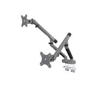 DIGITUS Soporte para Dos monitores - Dos monitores - hasta 35 Pulgadas - Resorte mecánico - Capacidad de Carga de 10 kg - para Pantallas Planas y Curvas - VESA 75x75, 100x100 - Serie Design - Gris
