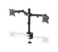 DIGITUS Soporte para monitor - Abrazadera de Escritorio - 2 monitores - hasta 32 Pulgadas - hasta 3X 8 kg - VESA 75x75, 100x100 - Negro