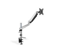 DIGITUS Soporte para monitor - Abrazadera y Resorte de Gas - 1 Monitor - hasta 27 Pulgadas - hasta 1x 8 kg - VESA 75 & 100, Negro / Plata