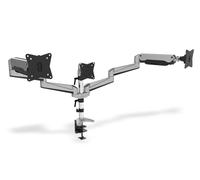 DIGITUS Soporte para monitor - Abrazadera y resorte de gas - 3 monitores - Hasta 27 pulgadas - Hasta 3x 6 kg - VESA 75 & 100 - Plata