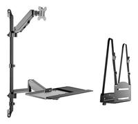 DIGITUS Soporte para monitor y bandeja para teclado y soporte para PC - Soporte de pared- 1 monitor - Hasta 32 pulgadas - Negro