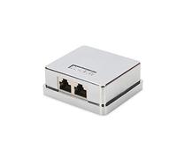 DIGITUS Toma de conexión Cat-6 - 2 puertos RJ45 - carcasa de superficie - toma de red - terminal de aislamiento LSA - apantallado - plateado