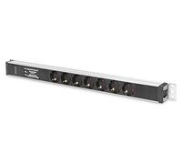 DIGITUS Toma de corriente múltiple - 7 tomas - Montaje vertical - 250VAC - 50/60Hz - 16A - 4000W - Con protección de sobretensión