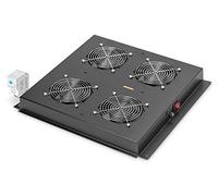 DIGITUS Unidad de ventilación de techo para armario de red de 19 pulgadas - 4 ventiladores - termostato - caudal de aire 9,3 m³ por minuto - para las series Unique, Unique Light y Server-N - negro
