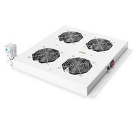 DIGITUS Unidad de ventilación de techo para armario de red de 19 pulgadas - 4 ventiladores - termostato - caudal de aire 9,3 m³ por minuto - para las series Unique, Unique Light y Server-N - gris