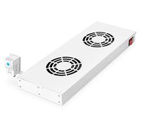 DIGITUS Unidad de ventilación para armario de red de 19 pulgadas - 2 ventiladores - montaje variable en los perfiles de 19 pulgadas - 1U - termostato - caudal de aire 4,6 m³ por minuto - gris