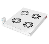 DIGITUS Unidad de ventilación para armario de red de 19 pulgadas - 4 ventiladores - montaje variable en los perfiles de 19 pulgadas - 1U - termostato - caudal de aire 9,3 m³ por minuto - gris