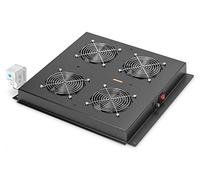 DIGITUS Unidad de ventilador de techo para armario de red (Dynamic Basic / Unique) y armario de servidores (Dynamic Basic), 4x ventilador, termostato, negro (RAL 9005)
