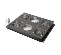DIGITUS Unidad de ventilador de techo para armario de servidores de la serie Unique, 4x ventilador, termostato, negro (RAL 9005)