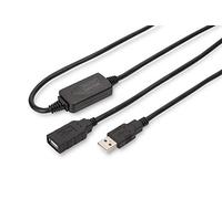 DIGITUS USB 2.0 Repeater Cable 15 m | Conector USB-A a toma USB-A - Cable repetidor - Plug and Play - Negro