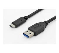 DIGITUS USB 3.0 Cable de conexión - 1 m - Tipo C a USB A - 2x enchufe - Cable USB - 3 A - 5 GBit/s - Negro