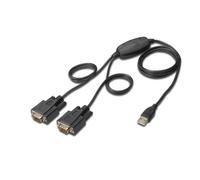 USB 2.0 - 2x RS-232 cable de serie Negro 1,5 m, Adaptador negro, Negro, 1,5 m, USB 2.0, 2x RS-232, Macho, Macho
