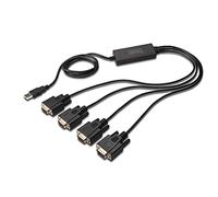 DIGITUS USB a 4x Adaptador Serie, Conversor RS232, USB 2.0 Tipo-A a 4x DSUB 9M, chipset FTDI, cable de conexión de 1,5m