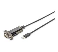 DIGITUS USB a adaptador serie, convertidor RS232, USB 2.0 Tipo-C a DSUB 9M, chipset FTDI FT232RL, cable de conexión de 1 m