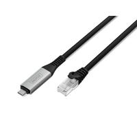 DIGITUS Cable de red USB - Tipo C a RJ45 - USB-C 3.2 Gen1 - 1 Gbit/s - 15 m - LSZH - CAT 6A S/FTP - AWG 26 - Plug & Play - Negro