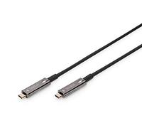 DIGITUS USB-C AOC Cable de conexión AV híbrido de fibra óptica - USB 3.1 - Displayport 1.2 - DP Alt-Mode - Plug&Play - Cable de audio/vídeo - 15m - negro