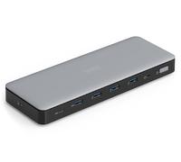 DIGITUS USB-C Docking Station - 13-Puertos - 3X HDMI, 2X DP UHD 4k 60Hz | 1x USB-A 3.2 Gen2, 1x USB-C 3.2 Gen2, 3x Tipo A 3.2 Gen1 - 1x RJ45 de 2,5 G - 1x audio de 3,5 mm - Gris