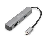 DIGITUS USB-C Multiport Docking Station - 5 Puertos - 1x HDMI (4K@30Hz) - 2X USB 3.0 / USB 2.0 - Lector de Tarjetas - Gris