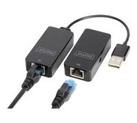 DIGITUS USB Extender - Alcance 50 m - USB 2.0 - Cable de red UTP, STP & S-FTP de Cat-5 - Plug & Play - Negro