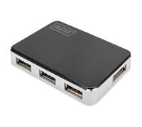 USB 2.0, 4-Port Hub, 4x USB A/F, 1x USB Bmini/F incl. USB A/M to mini5P cable, black