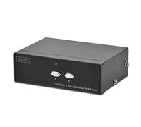 Digitus VGA Switch - Periférico de Entrada (2 Puertos, 250MHz, 1 Monitor, 2 PC, 3 VGA, HDSUB15 Hembra máx. 1920 x 1080 píxeles en 60 Hz, Incluye Fuente de alimentación)