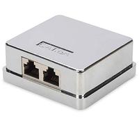 DIGITUS Zócalo de conexión Cat-6A - 2 puertos RJ45 - carcasa de superficie - zócalo de red - terminal de aislamiento LSA - apantallado - plateado