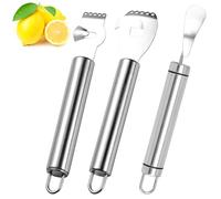 DIGNFENG Set de 3 Rayadores de Cáscara de Acero Inoxidable, Rallador de Cítricos Pelador de Limón Pelador de Naranja, Utensilio de Cocina para Cócteles, Ensaladas y Postres Cortador de Cáscara de A