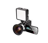DIGNIFE Cámara de Video, Cámara de Video vlogging de videocu Poco 4K for la grabación de vlog 5 6MP Y IR Cámaras de visión Nocturna cámara de Mano con función WiFi(128G SD Card,Yellow)