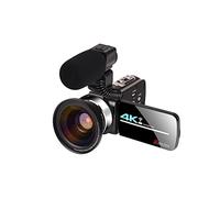 DIGNIFE Cámara de Video, Cámara de Video vlogging de videocu Poco 4K for la grabación de vlog 5 6MP Y IR Cámaras de visión Nocturna cámara de Mano con función WiFi(64G SD Card,Grey)