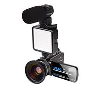 DIGNIFE Cámara de Video, Video de Videos Vlogging for Facebook Remote Control de 3.0 Pulgadas Lente de Pantalla táctil Camina Web Cámara Mini Video Cámara Digital(Standard,AF2 Mic Flash Lens)