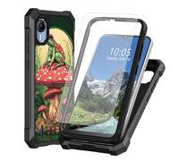 DIGTIALL Frog On Mushroom - Funda para AT&T Calypso 4 / Cricket Debut S2 con protector de pantalla de vidrio templado, doble capa resistente a los golpes de TPU