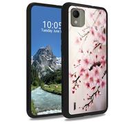 DIGTIALL Funda de cristal templado con diseño de flor de cerezo para Nokia C110 N156DL de TPU suave a la moda, para hombres y mujeres, a prueba de golpes, funda protectora para Nokia C110