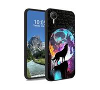 DIGTIALL Funda de TPU para Cricket Debut S2/AT&T Calypso 4, delgada, negra, suave, silicona, a prueba de golpes, antideslizante, para mujeres y hombres, para Cricket Debut S2/AT&T Calypso 4, Moon Wolf