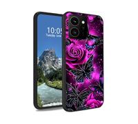 DIGTIALL Funda de TPU para HMD Skyline 5G, delgada, de silicona TPU suave, a prueba de golpes, antideslizante, para mujeres y hombres, para Nokia HMD Skyline 5G de 6.5 pulgadas, mariposa rosa púrpura