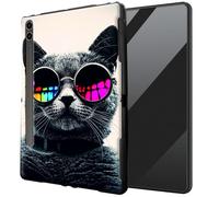 DIGTIALL Funda de TPU para Samsung Galaxy Tab S8 Plus 2022/S7 FE 2021/S7 Plus 2020 de 12.4 pulgadas, funda protectora ultrafina a prueba de golpes, diseño de gato genial