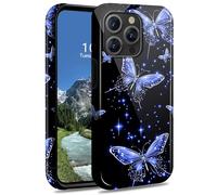 DIGTIALL Funda híbrida de doble capa para iPhone 14 Pro Max de 6.7 pulgadas, policarbonato duro y silicona, resistente a los golpes, funda protectora para iPhone 14 Pro Max de 6.7 pulgadas, mariposas