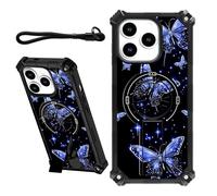 DIGTIALL Funda para iPhone 14 Pro de 6.1 pulgadas con correa de muñeca y soporte oculto, para mujeres y hombres, doble capa, resistente a los golpes, funda protectora para iPhone 14 Pro de 6.1
