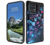 DIGTIALL Funda para Moto Edge Plus 2023 de doble capa con textura de policarbonato duro y TPU suave a prueba de golpes, funda protectora para Moto Edge Plus 2023, corazón de amor