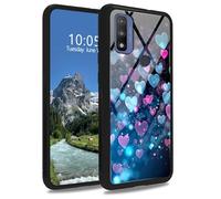 DIGTIALL Funda para Moto G Pure,Cubierta trasera de vidrio templado suave TPU parachoques moda hombres mujeres teléfono funda protectora a prueba de golpes para Moto G Pure,corazón de amor