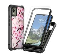 DIGTIALL Funda para Nokia C110 de 5.4 pulgadas con protector de pantalla de vidrio templado, doble capa, resistente, a prueba de golpes, funda protectora para Nokia C110, flor de cerezo