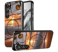 DIGTIALL Funda para Samsung Galaxy S21 FE de 6.4 pulgadas con soporte y funda para cámara para Galaxy S21 FE con doble capa resistente a prueba de golpes, puesta de sol en la playa y puesta de sol