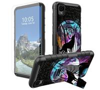 DIGTIALL Funda para TCL 30Z / TCL 30LE con soporte y protector de pantalla de vidrio templado, diseño de lobo luna, doble capa, resistente, a prueba de golpes, funda protectora para TCL 30Z/30LE