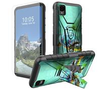 DIGTIALL Funda para TCL 30Z / TCL 30LE con soporte y protector de pantalla de vidrio templado, diseño de tortuga, doble capa, resistente, a prueba de golpes, funda protectora para TCL 30Z/30LE