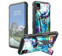 DIGTIALL Funda para TCL 30Z / TCL 30LE con soporte y protector de pantalla de vidrio templado, diseño de tortuga de acuarela mixta, doble capa, resistente, a prueba de golpes, funda protectora para