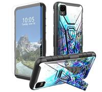 DIGTIALL Funda para TCL 30Z / TCL 30LE con soporte y protector de pantalla de vidrio templado, diseño de tortuga de acuarela marina, doble capa, resistente, a prueba de golpes, funda protectora para