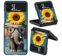 DIGTIALL Funda protectora para Samsung Galaxy Z Flip 4 5G de 7.6 pulgadas, delgada, ligera, de policarbonato duro, a prueba de golpes, para Samsung Z Flip 4 5G, diseño de elefantes de girasol