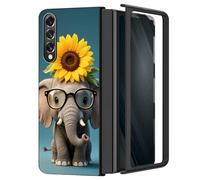 DIGTIALL Funda protectora para Samsung Galaxy Z Fold 4 5G de 7.6 pulgadas, delgada, ligera, de policarbonato duro, a prueba de golpes, para Samsung Z Fold 4 5G, diseño de elefantes de girasol