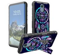 DIGTIALL Funda Rainbow Dream Catcher para Cricket Vision 3/AT&T Calypso (U318AA) con soporte y protector de pantalla de vidrio templado, doble capa, resistente, a prueba de golpes, funda protectora