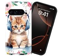 DIGTIALL Funda rígida de policarbonato para Google Pixel 10 Pro XL de 6.8 pulgadas, protección completa, a prueba de golpes, para Pixel 10 Pro XL, gato escucha música
