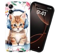 DIGTIALL Funda rígida de policarbonato para Samsung Galaxy A06 4G de 6.7 pulgadas, protección completa, a prueba de golpes, para Samsung Galaxy A06 4G, escucha música con gato